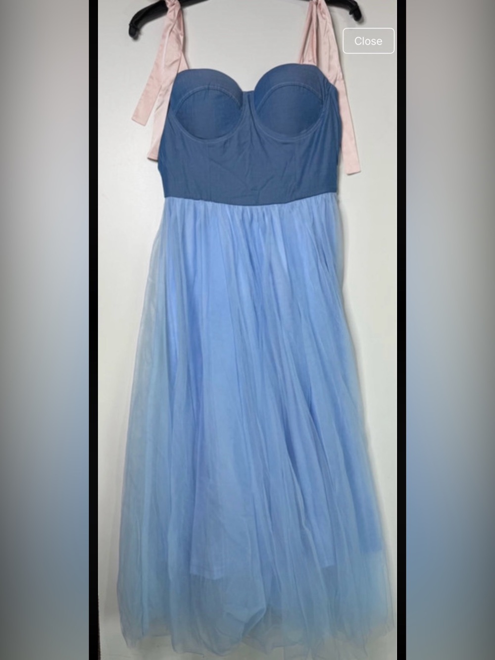 Girls Blue Tulle Party Dress - Light & Deep Blue